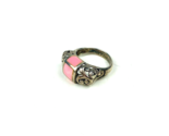 Vintage .925 Sterling Silver Marcasite Ring With Pink Enamel Size 6 Good... - $19.79