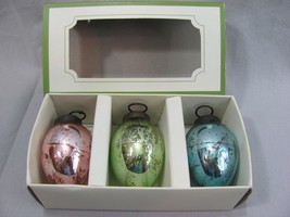 Pottery Barn Mercury Egg Ornaments Vase Fillers 3 Pastel Colors Easter C... - $29.02