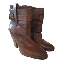 Vintage America Boots Nine West Sz 7.5 Slouchy Ankle Booties Cuffed Brow... - $44.54