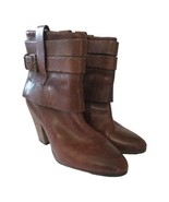 Vintage America Boots Nine West Sz 7.5 Slouchy Ankle Booties Cuffed Brow... - £35.09 GBP