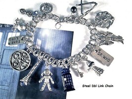 Dr Who Charm Bracelet Time Lord Travel Doctor Who Tardis Handmade OrrWhatDesign - £43.96 GBP+