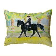 Betsy Drake Black Horse &amp; Rider Small Indoor Outdoor Pillow 11x14 - £39.56 GBP