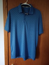 Adidas All Over Print Logo Blue Golf Polo Shirt Size M Casual - $15.00