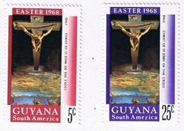 Stamps Guyana Easter 1968 Jesus On Cross 2 Values MLH - $1.46