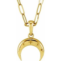 Authenticity Guarantee 
14k Gold Crescent Moon Necklace - £553.76 GBP+
