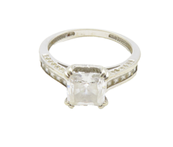 925 Sterling Silver  Cubic Zirconia Solitaire With Accents Ring Sz 11  R... - $54.38