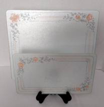 Set of 2 Vtg Corning Apricot Grove Counter Saver Glass Cutting Boards Small &amp;Med - £18.45 GBP