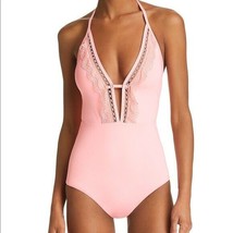 NWT Laundry by Shelli Segal Plunge Lace Halter Light Taupe Swim Suit L $118 - £66.79 GBP