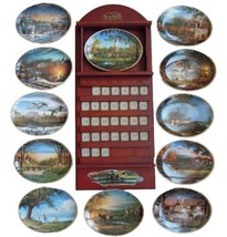 Terry Redlin Seasons to Remember Perpetual Calendar Plates Tiles Holder Full Set - £143.94 GBP