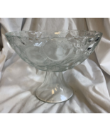 Vintage Libbey Orchard Fruit Pattern Compote Pedestal Footed Bowl Clear ... - £26.12 GBP