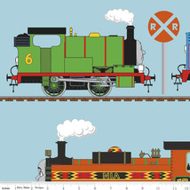 24&quot; X 44&quot; Panel Thomas the Train Trains Kids Blue Cotton Fabric D387.14 - £7.39 GBP