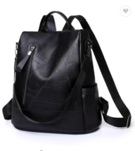 Womens Soft Leather Backpack/ Shoulder Bag Large Capacity Antitheft Black - £23.62 GBP