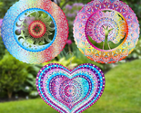 Stainless Steel Wind Spinner 3 Pcs 12 Inch 3D Life Tree Heart Sun Moon f... - $45.38