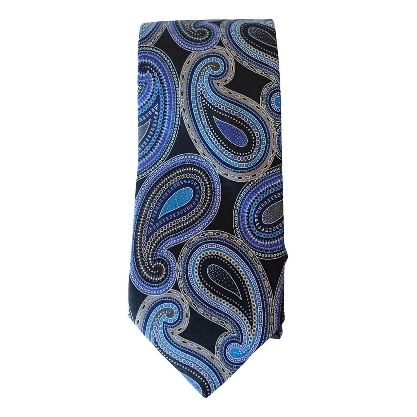 GEOFFREY BEENE Black Get It Bright Paisley Silk Classic Tie - $19.99
