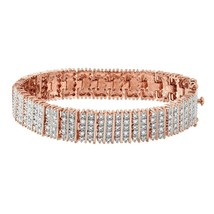 1.50ct Simulated Diamond Box Tennis Bracelet in 18K Rose Gold Plated Brass 7.5&quot; - £78.11 GBP