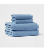 Room Essentials Bath and Hand Towels Set, 100% Cotton, 4 piece set, Blue - $24.99