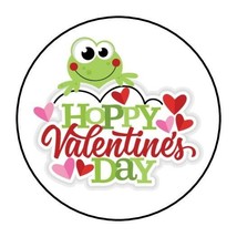 30 Hoppy Valentine&#39;s Day Envelope Seals Labels Stickers 1.5&quot; Round Cute Frog  - £6.00 GBP