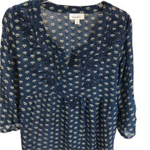 Dressbarn Top Semi Sheer Embroidered Blouse Floral Sz S Boho peasant cottagecore - £14.01 GBP