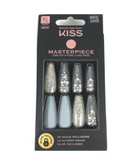 NEW Kiss Nails Masterpiece Luxe Glue Manicure XL Gel Coffin Blue Silver ... - £17.20 GBP