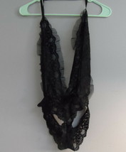 Adore Me Women&#39;s Lingerie Lace Mesh See Through Bodysuit 02582 Black Small - £11.34 GBP