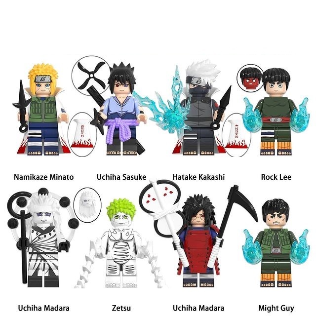 Naruto Edo Tensei Minato Madara Might Guy Kakashi Zetsu Sasuke 8pcs Minifigures