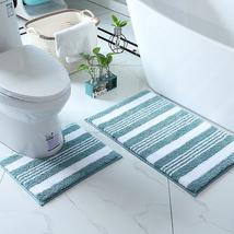 2pcs Bathroom Rug Extra Soft Absorbent Non Slip Stripes Bath Rug For Home Hotel - £35.55 GBP