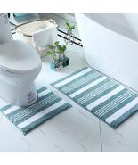 2pcs Bathroom Rug Extra Soft Absorbent Non Slip Stripes Bath Rug For Hom... - £35.37 GBP