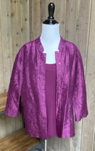 Eileen Fisher M Jacket Shell Set Maroon Textured Silk Medium Women&#39;s - $59.95