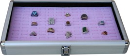  ALUMINUM 72 RING CASE BOX DISPLAY WITH PINK  INSERT - $54.95