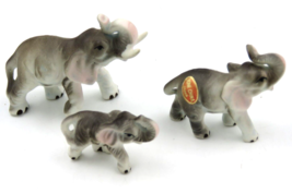 Vintage Bone China Miniature Elephant Family of Three Japan - £10.08 GBP