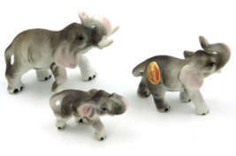 Vintage Bone China Miniature Elephant Family of Three Japan - £9.58 GBP