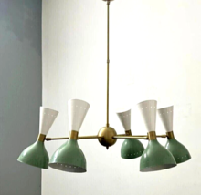 6 Arms 12 Light Mid Century Style Modern Brass Sputnik chandelier Fixture Light - £188.29 GBP