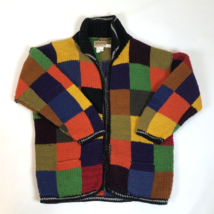 Paititi Woolens Womens 100% Wool Patchwork Full Zip Cardigan Sweater Siz... - £47.33 GBP