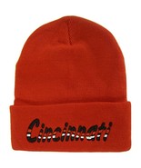Cincinnati Adult Size Wavy Script Winter Knit Beanie Hat (Red) - £11.95 GBP