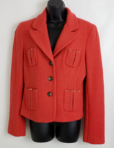 Women&#39;s J. Peterman Blazer Burnt Orange Button Down Pockets Size 6 100% Wool - £52.03 GBP