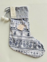 Rachel Zoe Baby&#39;s 1st Christmas Stocking Velour Grey - £55.24 GBP