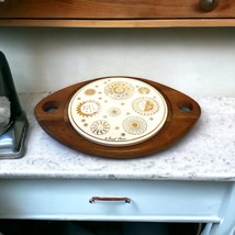 Vtg Fred Press Mid-Century Modern Atomic Ceramic Tile Cheese Board Serve Tray - £13.45 GBP