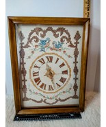 Vintage Clock cross stitch Needlepoint Wood Shadow Wall Clock-Original  ... - £63.83 GBP