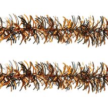 Halloween Party Decorations - Metallic Black &amp; Orange Tinsel Garland, 9 Feet Lon - £8.60 GBP