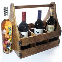 wine bottle holder with handles Carrier Crate 14 inch Wood Glasses Beer ... - $296.42