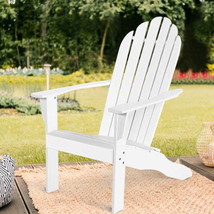 Wooden Outdoor Lounge Chair with Ergonomic Design for Yard and Garden-White - £118.95 GBP