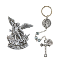 St. Michael Car Auto Visor Clip AND One-Minute Traffic Rosary Keychain Catholic - £15.12 GBP