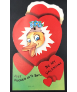 VTG 1950&#39;s Die Cut Mechanical Valentines Card Happy Chick Duck 7&quot; x 4&quot; 8... - £10.34 GBP