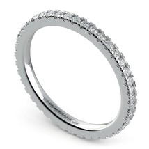 0.21Ct Real Moissanite Tester Pass Petite Pave Band Ring 14K White Gold Plated - £97.15 GBP