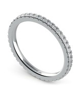 0.21Ct Real Moissanite Tester Pass Petite Pave Band Ring 14K White Gold ... - £95.37 GBP