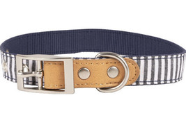 Vibrant Life Medium Dog Collar Blue White Vertical Striped NEW - £6.25 GBP