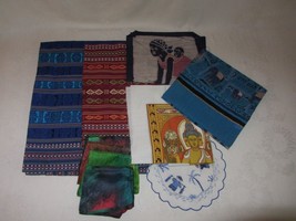 Lot of 10 Pc Vtg Fabric SE Asia Thai Silk Elephant Batik Turkey Dyed Handerchief - £33.79 GBP