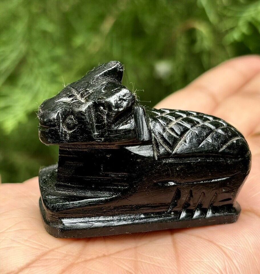 Toro Nandi de 1,9 pulgadas, piedra negra, dios hindú hecho a mano, Shiva...