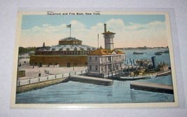 Aquarium &amp; Fire Boat Battery Sea Wall New York,NY 20&#39;s? Vintage Postcard - £8.09 GBP