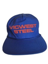 Vintage 1980s Trucker Cap Hat Blue Vicwest Steel Strapback VTG 80s Otto - £9.25 GBP
